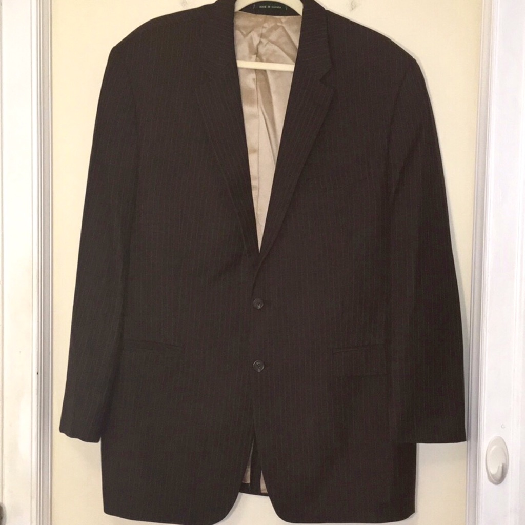 Ralph Lauren Wool Pinstripe Blazer/Sport Coat-Color Is Dark Gray Size 46 Long